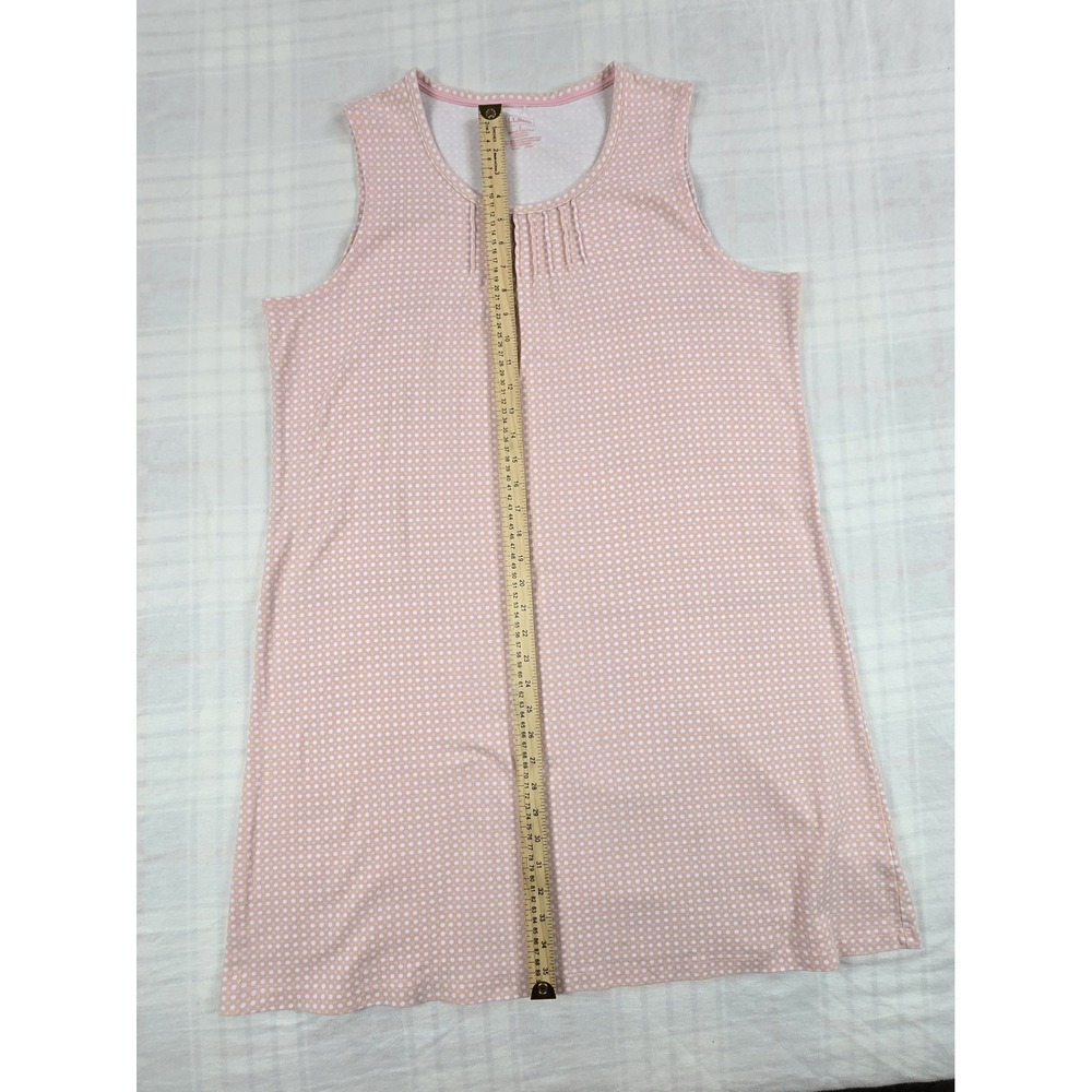 LL Bean Womens Nightgown Sleeveless Cottagecore Prairie Pintuck Pink Polkadots L - Picture 4 of 7